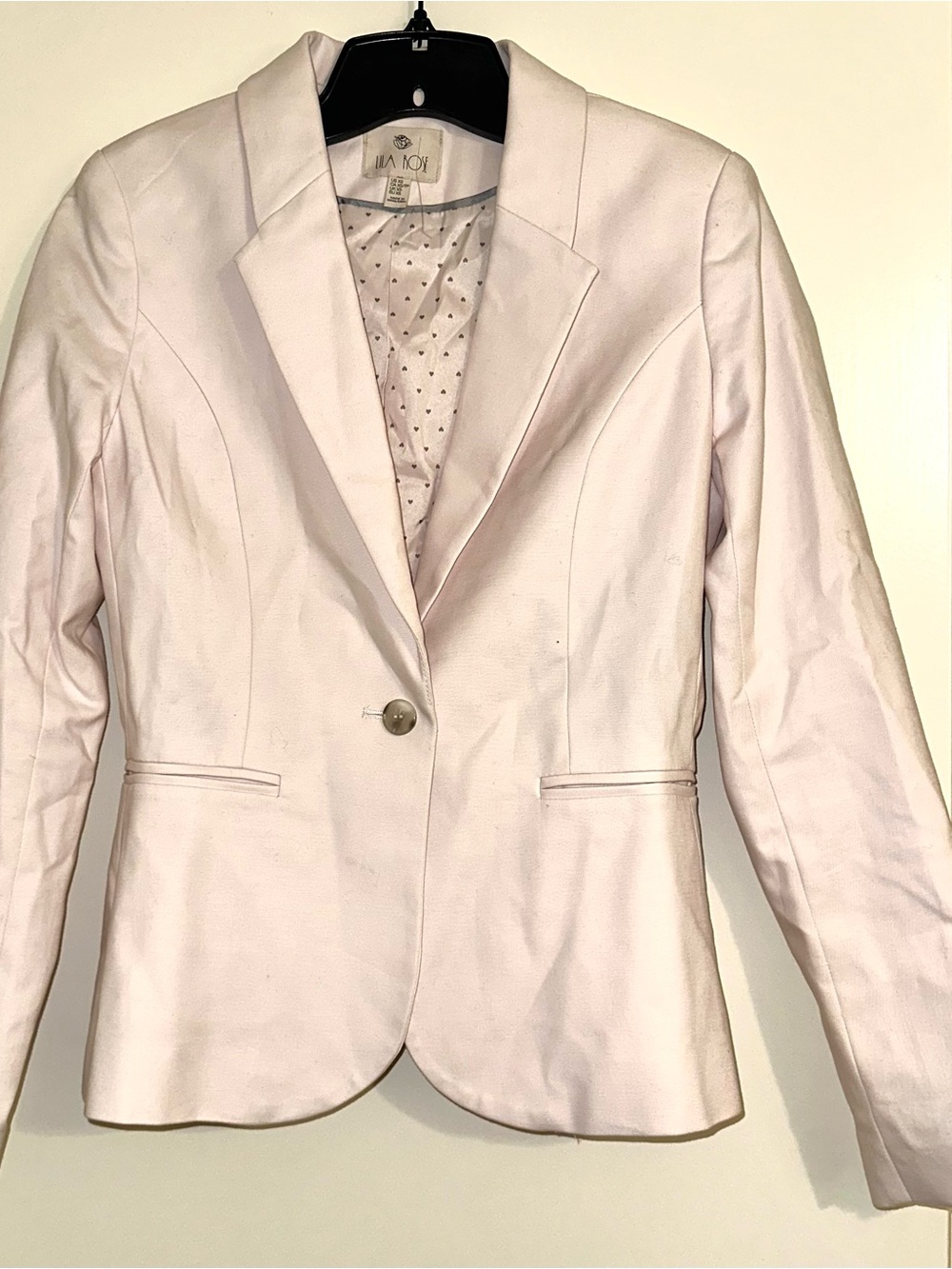Lila Rose Pale Pink Single-Button Tailored Blazer